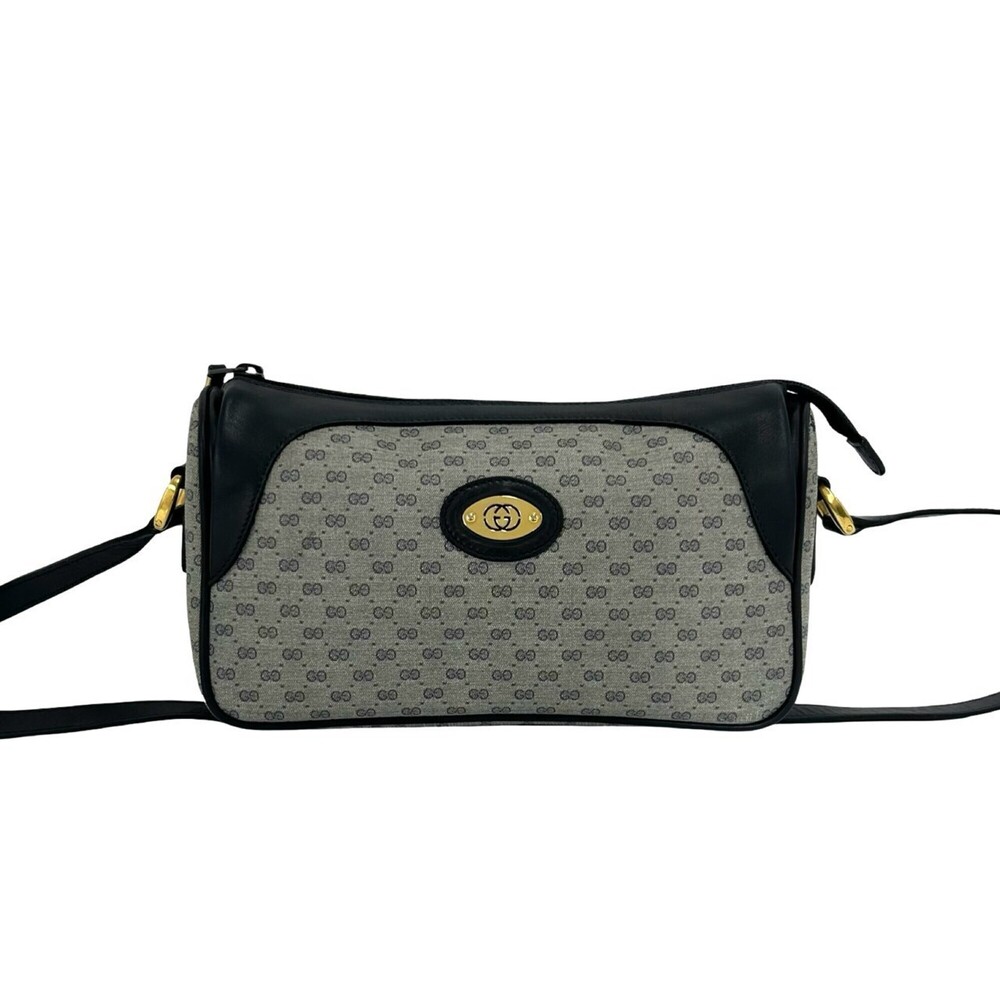 GUCCI (Old Gucci) Micro GG Logo Hardware Leather Shoulder Bag/Sacoche/Pochett...